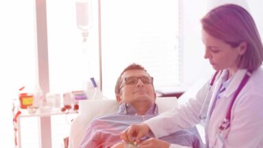 infusion center patient with nurse