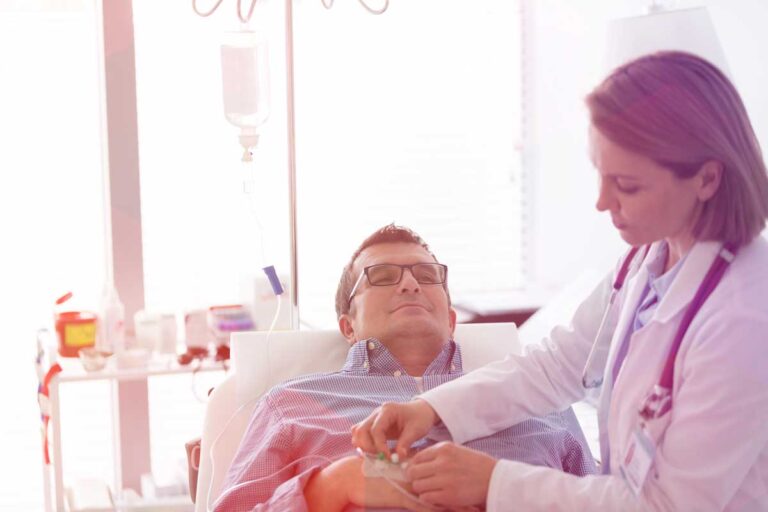 infusion center patient with nurse